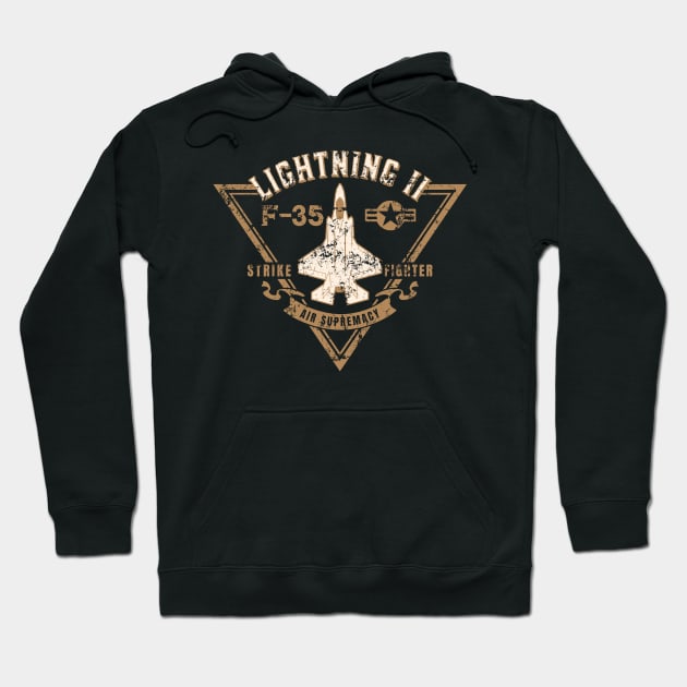 F-35 Lightning II Strike Fighter Jet Aircraft Distressed Design Hoodie by hobrath